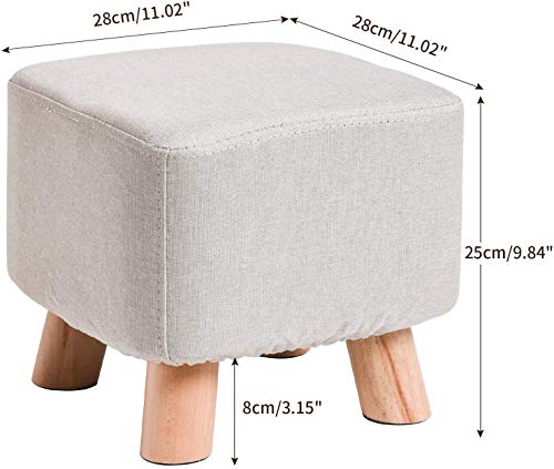Tabouret pouf en bois beige idéal pour salon et chambre
