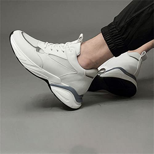 Scarpe con Rialzo per Uomo, Scarpe con Rialzo Invisibile da 8 Cm, Scarpe Casual più Alte, Comode Scarpe da Passeggio Leggere,White 8cm,42 EU - 8