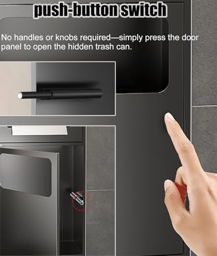 Cubo de basura de pared para ahorrar espacio con estantes de baño 6