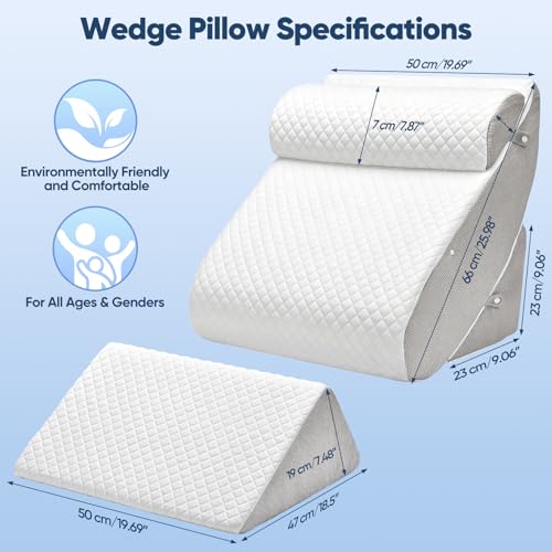 Almohada de espuma viscoelástica tipo cuña de cama para reflujo y Gerds 3