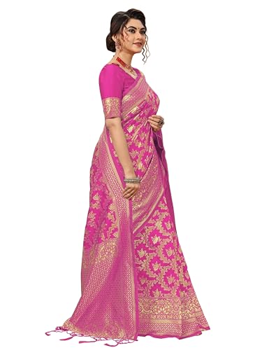 Image of TRENDMALLS Women's Banarasi Silk Saree with Unstitched Blouse Piece