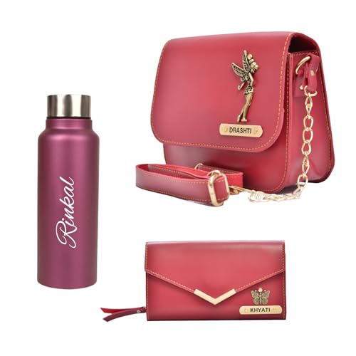 Image of YOUR GIFT STUDIO Customized Women Gift Set | Personalized Ladies Purse, Sling Bag Gift Set | Birthday Gift Set for Ladies | Anniversary Gift for Women
