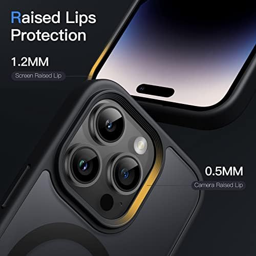 JETech Magnetyczna Etui dla iPhone 14 Pro Max 6,7 Cala Kompatybilny z MagSafe, Półprzezroczysta Matowe Tylna Szczupły Odporny na Wstrząsy Case (Czarny)