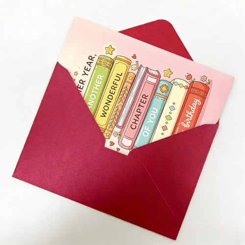 Funny Birthday Card, Birthday Gift for Women, Book Lover Birthday Card for Readers, with Luxury Red Envelope and Gold Seal Sticker - Image 5