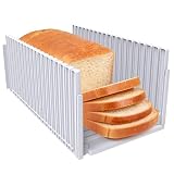 New Upgrade Bread Slicer for Homemade Breads,Bread Slicing Guide Adjustable Width, Foldable Portable Bread Cutter,Perfect Loaf Slices Every Time! Suitability for Homemade Bread, Bagel, Cakes(White)