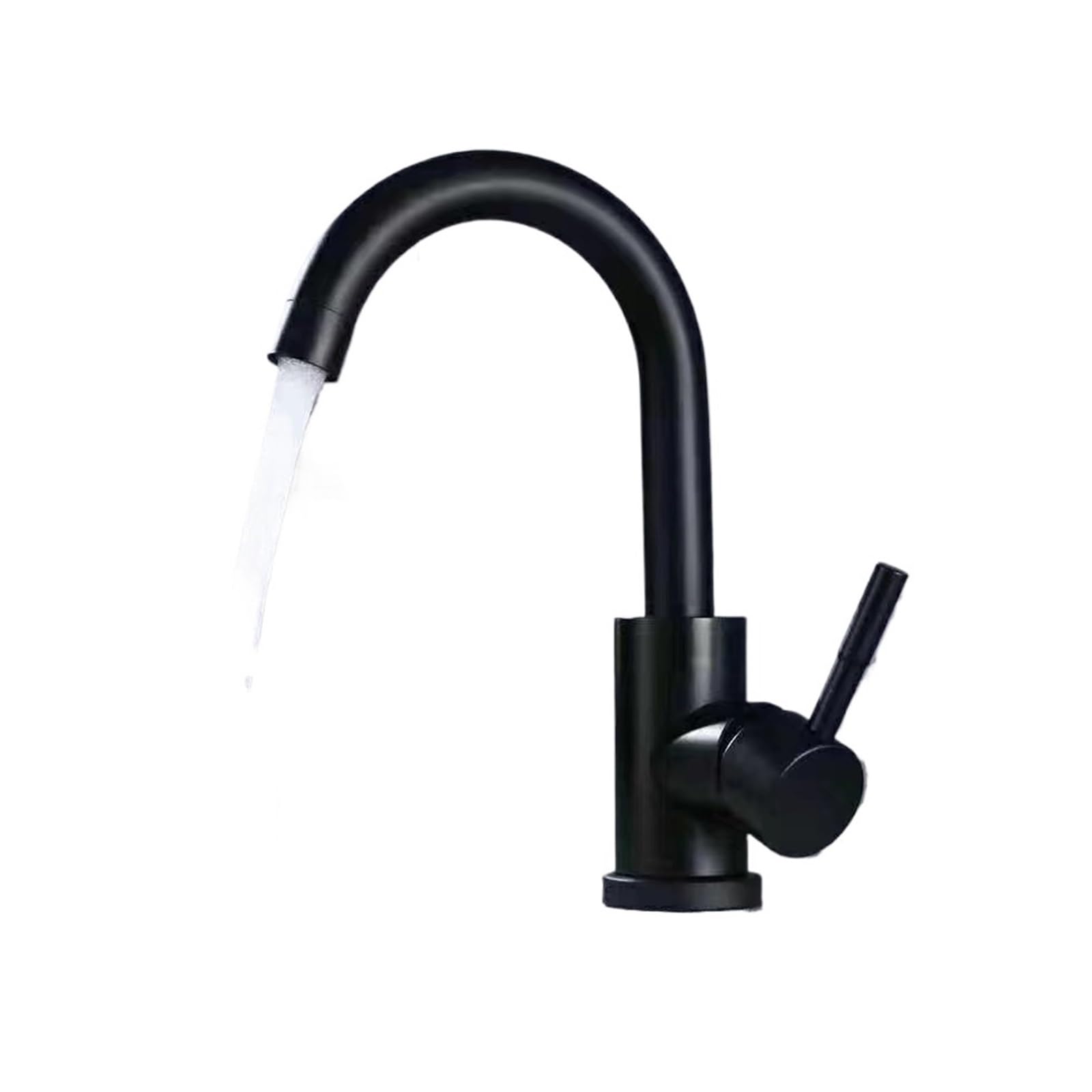 Mitigeur chaud et froid pour lavabo compact avec bec incurvé en inox noir