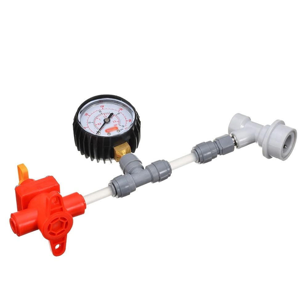Juego de válvulas giratorias de diafragma de acetal con medidor de alivio de presión ajustable, 0-40 PSI, perfecto para elaboración de cerveza casera y aplicaciones industriales