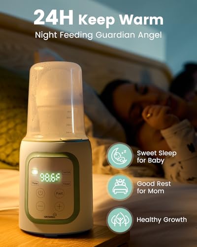 Image of Grownsy Baby Bottle Warmer, 8-in-1 Fast Baby Milk Warmer with Timer for Breastmilk or Formula, Accurate Temperature Control, 24H Keep, Food Heater&Defrost BPA-Free Bottle Warmer for All Bottles- Green