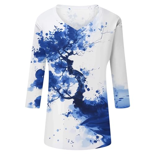 HTHLVMD Womens 3/4 Length Sleeve Tunic Tops Summer Fall Outfits 2025 Three Quarter Sleeve Casual V Neck T Shirts for Women