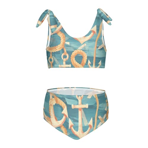 KLL Anchors and Ropes Girl 2 Piece Bikini Sets Beach Swimsuit Swimwear Adjustable Strap