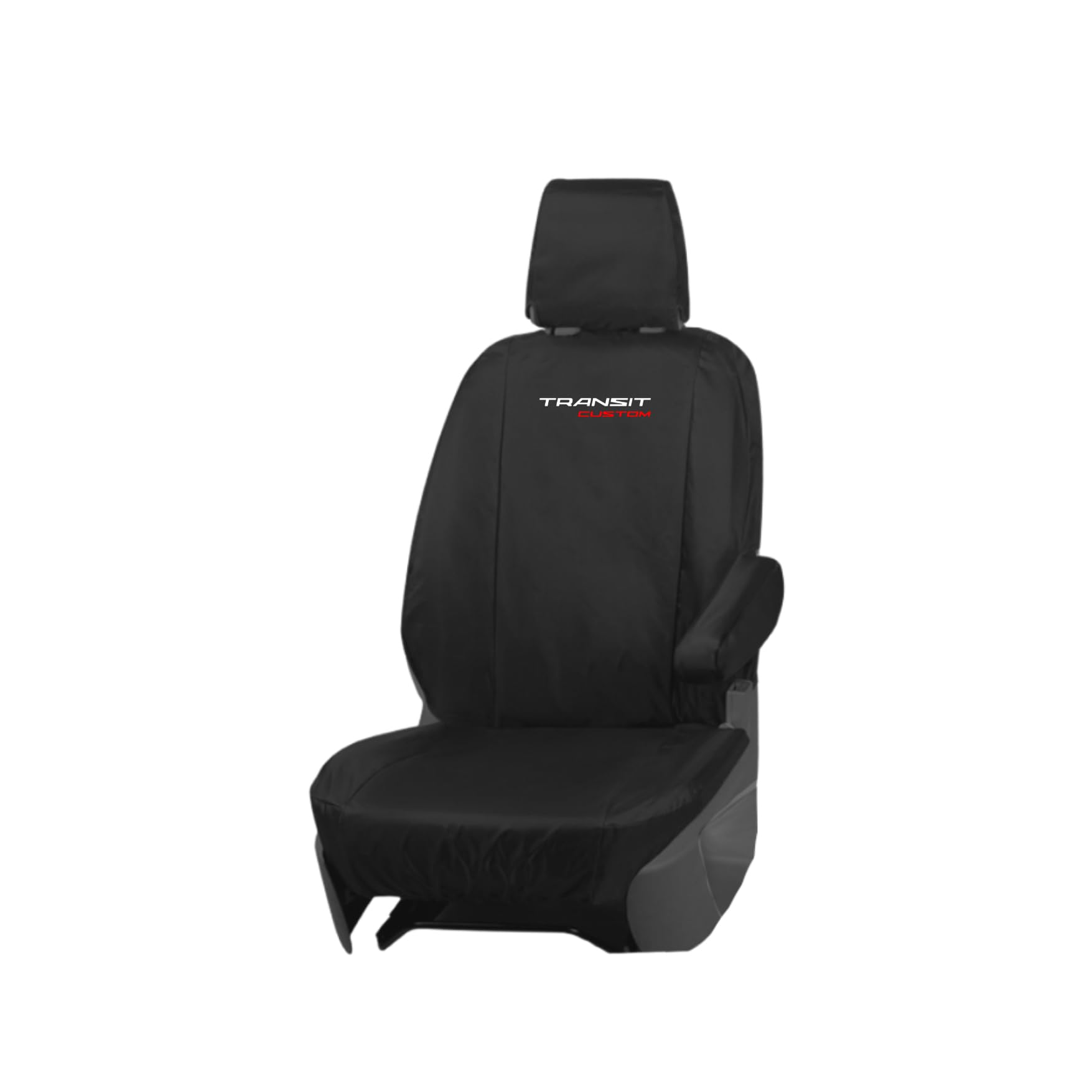 JH AUTOSTORES - FOR TRANSIT CUSTOM 2013-2023 HEAVY DUTY TAILORED DRIVER SEAT SINGLE BLACK COVER 100% WATERPROOF