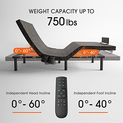 Banti Ergonomic Adjustable Bed Base With 5 Preset & 2 Memory Positions, Massage, Under-Bed Nightlight, Dual Usb Charging Ports, Head/Foot Incline, Wireless Remote, Adjustable Leg Heights, Full #TOP6
