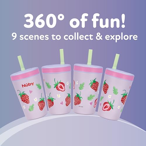 Image of Nuby Thirsty Kids Flexstraw Stainless Steel Insulated Toddler Cup - 12 oz
