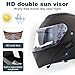 Motorcycle Bluetooth Modular Helmet, DOT Approved Flip Up Full Face Motorcycle Dual Visor Helmet, with Dual Speakers and Microphone, for Adults Men and Women (Matte Black,Large)