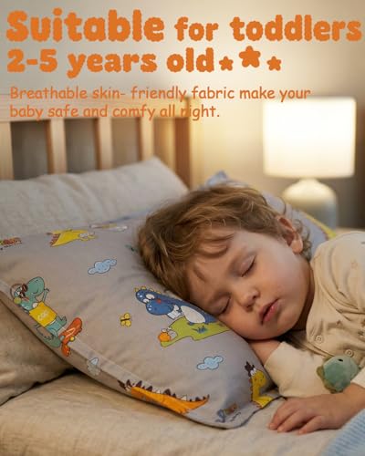 Image of ALVABABY Toddler Pillowcases 2 Pack Organic Cotton Fit 13 inchx 18 inch or 12 inchx16 inch Kids Pillow Cover Envelope for Girl Boy Travel(Pillowcase Only)