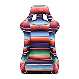 NRG Innovations NRG-FRP-302-MEXICALI Prisma Fixed Back Bucket Racing Seat wBottom Mount, Serape Design/Fresh Red Glitter Back