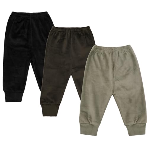 CLAP Unisex Baby Winter Pants Fleece Warm Pajamas Super Soft Multicolor Set of 3