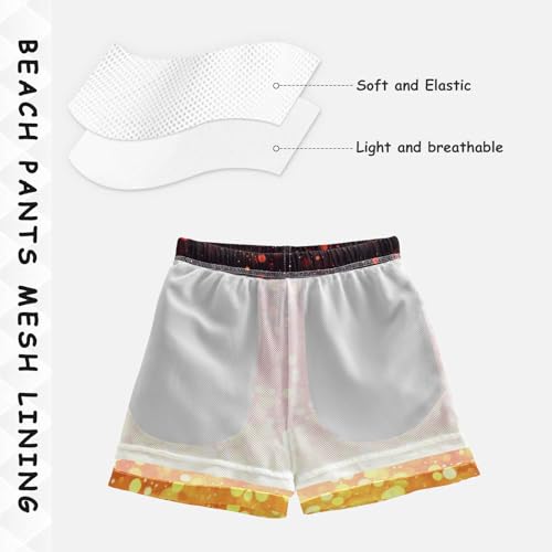 Pigsaly Boys Swim Trunks Dark Red Orange Yellow Glitter Gradient Flash Boys Board Shorts Swimsuit Swimwear Bathing Suit 3T4