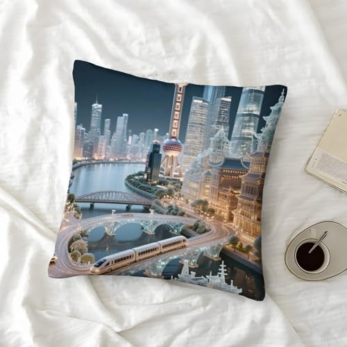 Housse de coussin carrée 40x40cm architecture chic avec zip