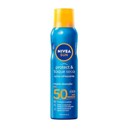 NIVEA SUN Protetor Solar Spray Protect & Toque Seco FPS 50 200ml - FPS 50, sensação refrescante na pele, rápida absorção, não oleoso, alta proteção UVA/UVB, muito resistente à água, embalagem spray