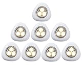 Ledinus Set of 8 Mini Triangulum 3 Led Warm White Battery Operated LED Stick-on Touch Tap Lights for bedroom, baby room, Drawer Bar Sets Attics Garages Car Sheds Storage Room,White