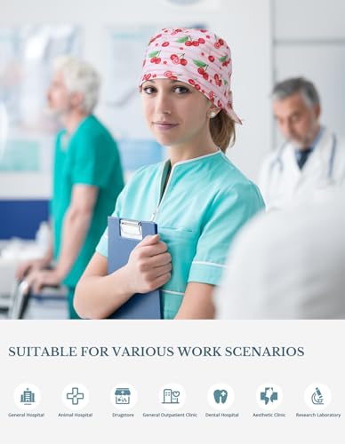 Image of Scrub Caps for Women with Buttons, Classic Surgical Caps