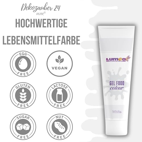 Dekozauber24 Lebensmittelfarbe Gel, 30g, Tube für Fondant, Marzipan etc. Backzubehör Tortendekoration (White)