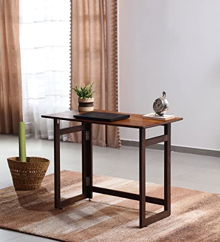 Image of Dawn Riser Teakwood Foldable Laptop Table-Computer,Pc,Study,Writing Folding Desk Home&Office-Space Saving,Easy Storage,Sleek Design-Dawnriser-Walnut Finish,Solid Wood DIY Model