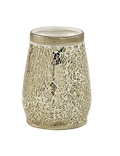 Gedy G-Myosotis - Portacepillos de baño Color Crema, Porta cepillos de Dientes de cerámica y Cristal, 2 años de garantía, diseño R&S, Medidas 11,3 x 8,5 x 8,5 cm