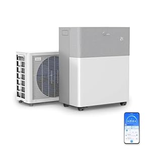 Midea Portasplit Mobile Wärmepumpe, Klimaanlage, Kühlen A++/Heizen A+, 12000 BTU 3, 5kW, für Räume bis zu 42 m² / 105 m³, nur 39 dB(A) im Silent-Modus