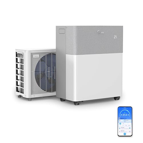 Midea Portasplit Mobile Wärmepumpe, Klimaanlage, Kühlen A++/Heizen A+, 12000 BTU 3, 5kW, für Räume bis zu 42 m² / 105 m³, nur 39 dB(A) im Silent-Modus