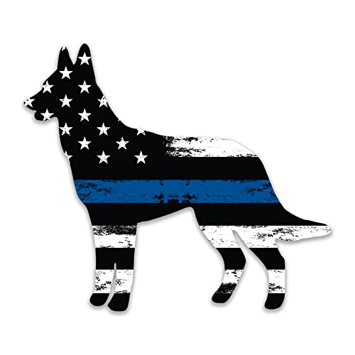 GRITKULTURE Thin Blue Line K9 Decal Sticker 4 Inch X 3.6 Inch for Cars, Trucks, Tumblers, Laptops, and Window Decal Police US Flag Canine