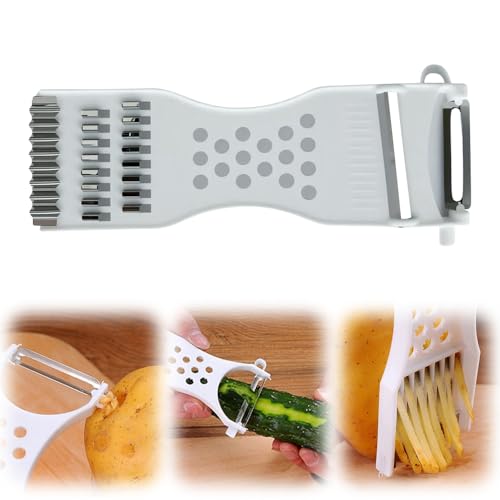 Vegetable Chopper, 2025 New 6-in-1 Multifunctional Potato Peeler, Stainless Steel Mandoline Vegetable Slicer, Easy Use Food Chopper for Veggie Onion Salad, Practical Kitchen Tools Gadgets (White)