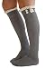 The Original Button Boot Socks with Lace Trim Boutique Socks by Modern Boho Dark Grey