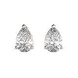 FIZA_GSTUD_0694 - Pendientes clásicos de pera para mujer, aretes minimalistas facetados de pera de 2.00 a 2.99 mm en plata de ley 925 chapada en oro para mujeres, hombres, aniversario, boda