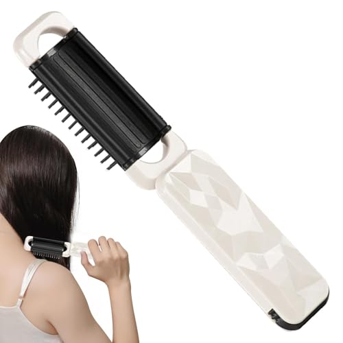 折りたたみヘアブラシ - トラベルヘアブラシ |ミラー付き財布用の小さなヘアブラシ |ヘアスタイリングツール |頭皮マッサージのための 自然なヘアスタイルを作成 |女性と男性のための厚い C の頭皮マッサージコーム