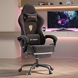 Verdego Silla Gaming con Masaje Lumbar y Reposapiés, Cadeira Gaming Oficina y Juegos (Negro)