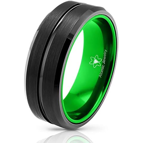 Atomic Jewelry Premium Green and Black Tungsten Wedding Rings (Green, 10) Cover