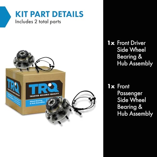 Image of TRQ 2 Piece Front Wheel Bearing & Hub Assembly Set 4WD Compatible with 1999 Ford F-250 Super Duty F-350 Super Duty