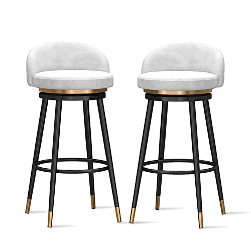 Taburetes de bar modernos de terciopelo, sillas giratorias de 360° con respaldo, elegantes asientos de cocina, barra de desayuno, juego de 2 unidades, perfecto para restaurantes e islas domésticas