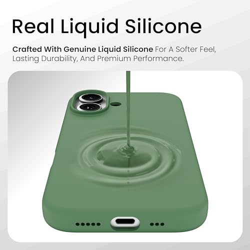 Image of CASEGEAR Silicone Snap Fit Back Cover Case Compatible with iPhone 17 | 8 Feet Drop Protection | Compatible with MagSafe | 360 Protection | Shockproof & Scratch Resistant | Moss Green