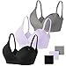 Vinfact Soutien-Gorge d'allaitement 3pcs Soutien-Gorge De Maternité-Gorge De Maternité à Col V avec Extensions Soutien-Gorge SuppléMentaires Allaitement Et Sommeil Femmes-Noir,Gris,Violet-XL