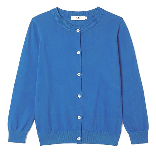 Image of Girls' Cardigan Sweater [Cute Petal Buttons] Cotton Long Sleeve Crewneck Uniform Sweater for 5-14 Years Girls
