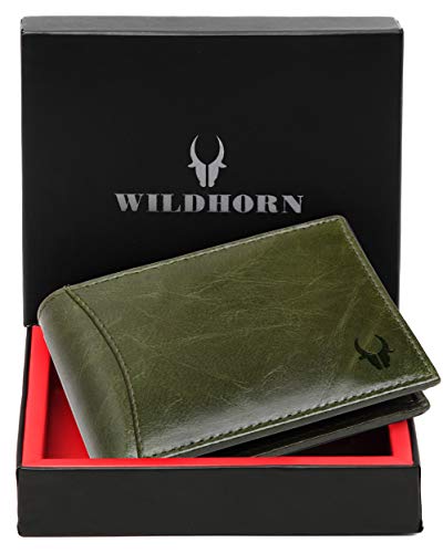 WildHorn Leather Men's Wallet (WH1173), GREEN CRUNCH, Classic2