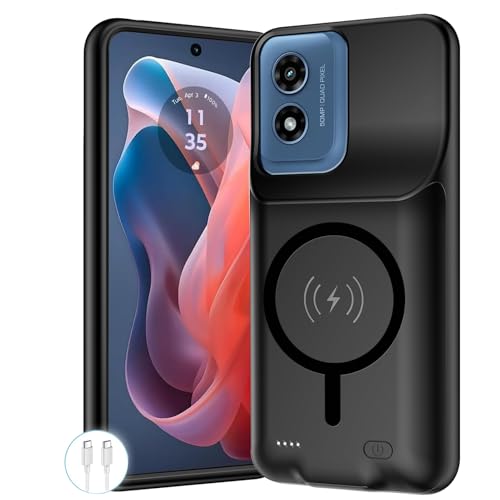 Image of Battery Case for Moto G Play 2024 , Upgraded 10000mAh Portable Protective Wireless Charging Case Compatible with Moto G Play 2024 (6.5 inch) Rechargeable Extended Battery Pack Charger Case (Black)