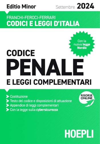  Codice penale e leggi complementari. Settembre 2024. Ediz. minor. Con la nuova legge Nordio