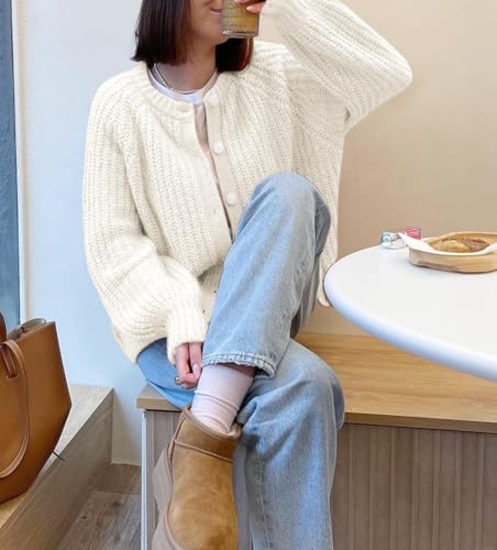 Image of Sumleno Womens Open Front Button Down Sweater Long Sleeve Y2k Chunky Knit Cardigan Trendy Fall Outfits Casual Knitwear Coats