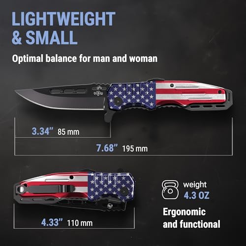 image for Grand Way Spring Assisted Pocket Knife American Flag - Tactical Foldin