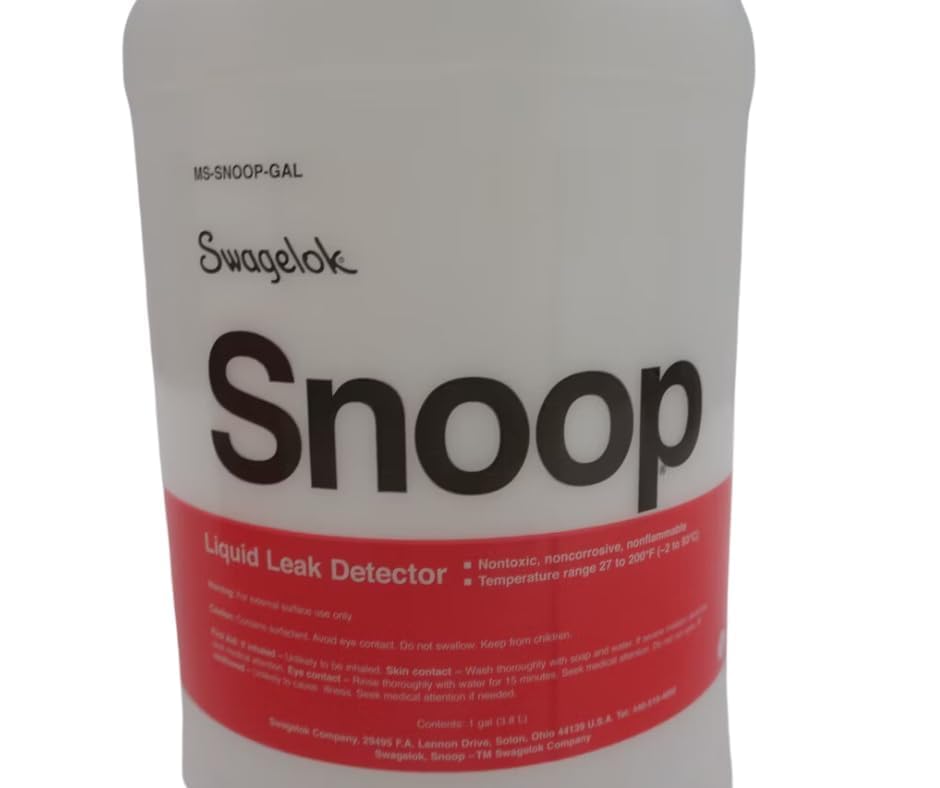 Swagelok MS-SNOOP-GAL Snoop Liquid Leak Detector for Automotive & Other Leaks | 1 Gallon (3.8L) Bulk Refill | Oxygen Safe Non-Corrosive Formula | 27°F to 200°F (-2°C to 93°C) | MIL-PRF-25567 Qualified