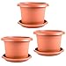 Produktbild 3er Set Pflanzkübel und Untersetzer, Durchmesser 45 cm, Blumenkübel Blumentopf Pflanztopf Rundtopf, Made in Germany,Farbe: Terracotta